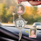 Personalised Memorial Photo Hanging Ornament – Angel Wing Design