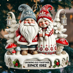 Personalised Couple Acrylic Christmas Ornament - Gnome Couple Design