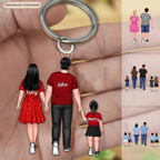 Personalised Family Acrylic Keyring - Dad, Mum and Children Design