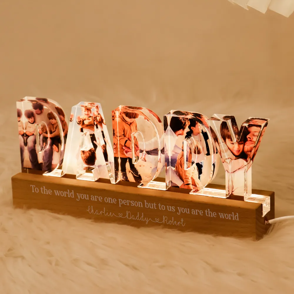 Personalised Daddy LED Night Light with Photos and Text