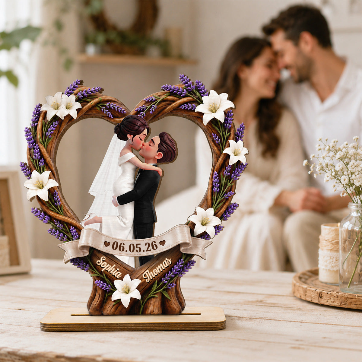 Personalised Wedding Wooden Plaque for Couples Anniversary Gift