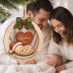 Personalised Baby Wooden Christmas Ornament with Name - Baby's First Christmas