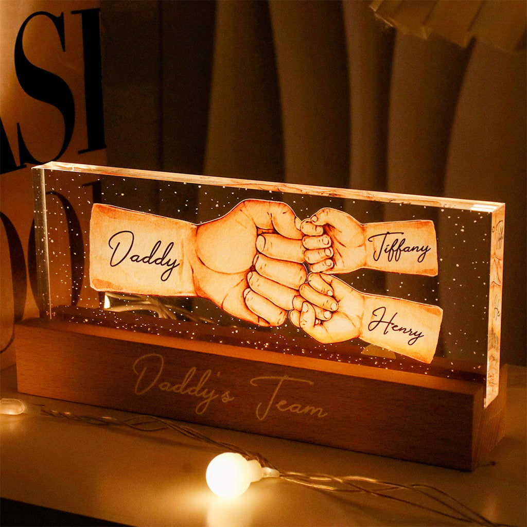Personalised Dad LED Night Light with Names - Fist Bump Design