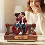 Personalised Anniversary Layered Wooden Plaque for Couples -Love Design