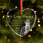 Personalised Memorial Glass Ornament with Photo - "In Loving Memory of"