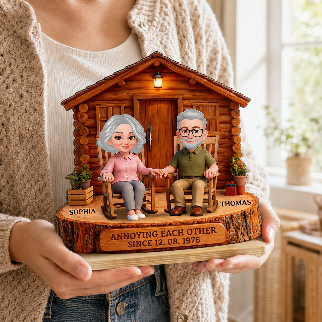 Personalised Anniversary Wooden Plaque - Couple with House Design