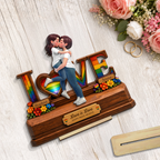 Personalised Layered Wooden Plaque for LGBT Couples - Love Design