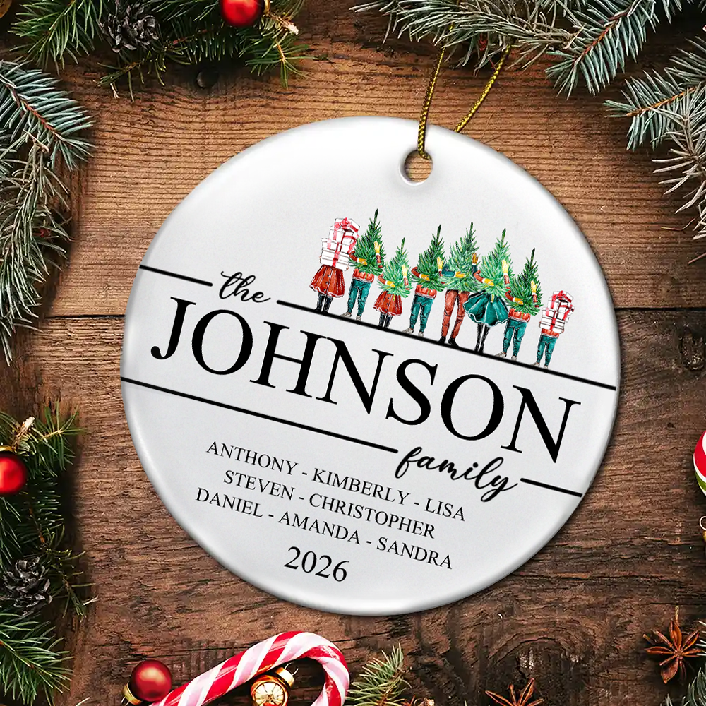 Personalised Family Ceramic Christmas Ornament with Names