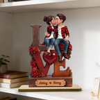 Personalised Couple Wooden Plaque - with "LOVE" Design