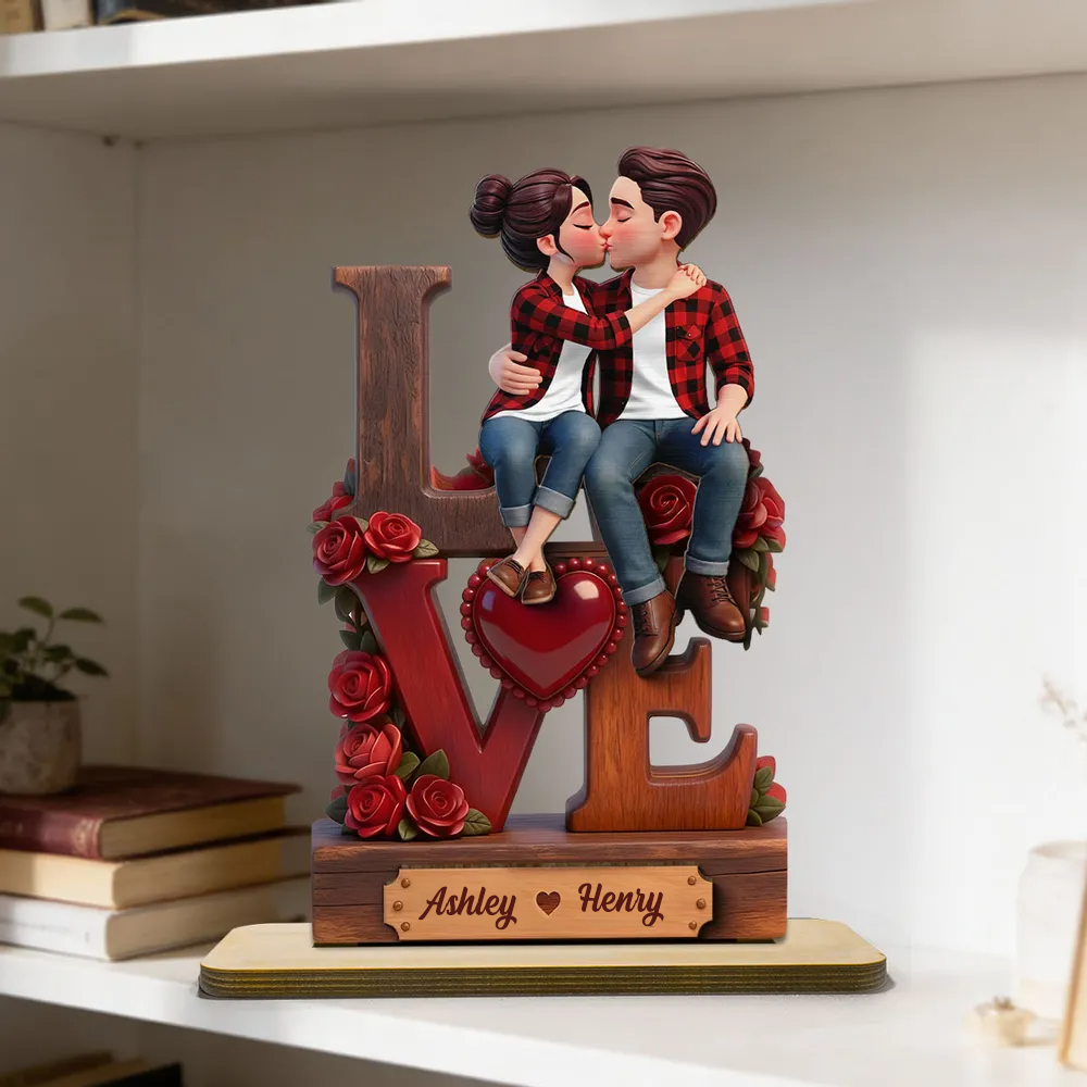 Personalised Couple Wooden Plaque - with "LOVE" Design