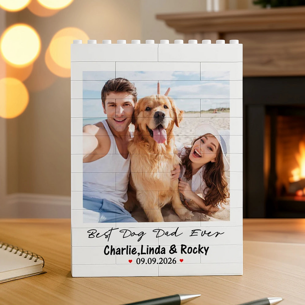 Personalised Building Brick Puzzle with Photo, Names & Text