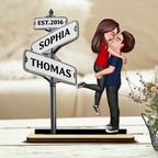 Personalised Anniversary Wooden Plaque - Street Sign Couple Design