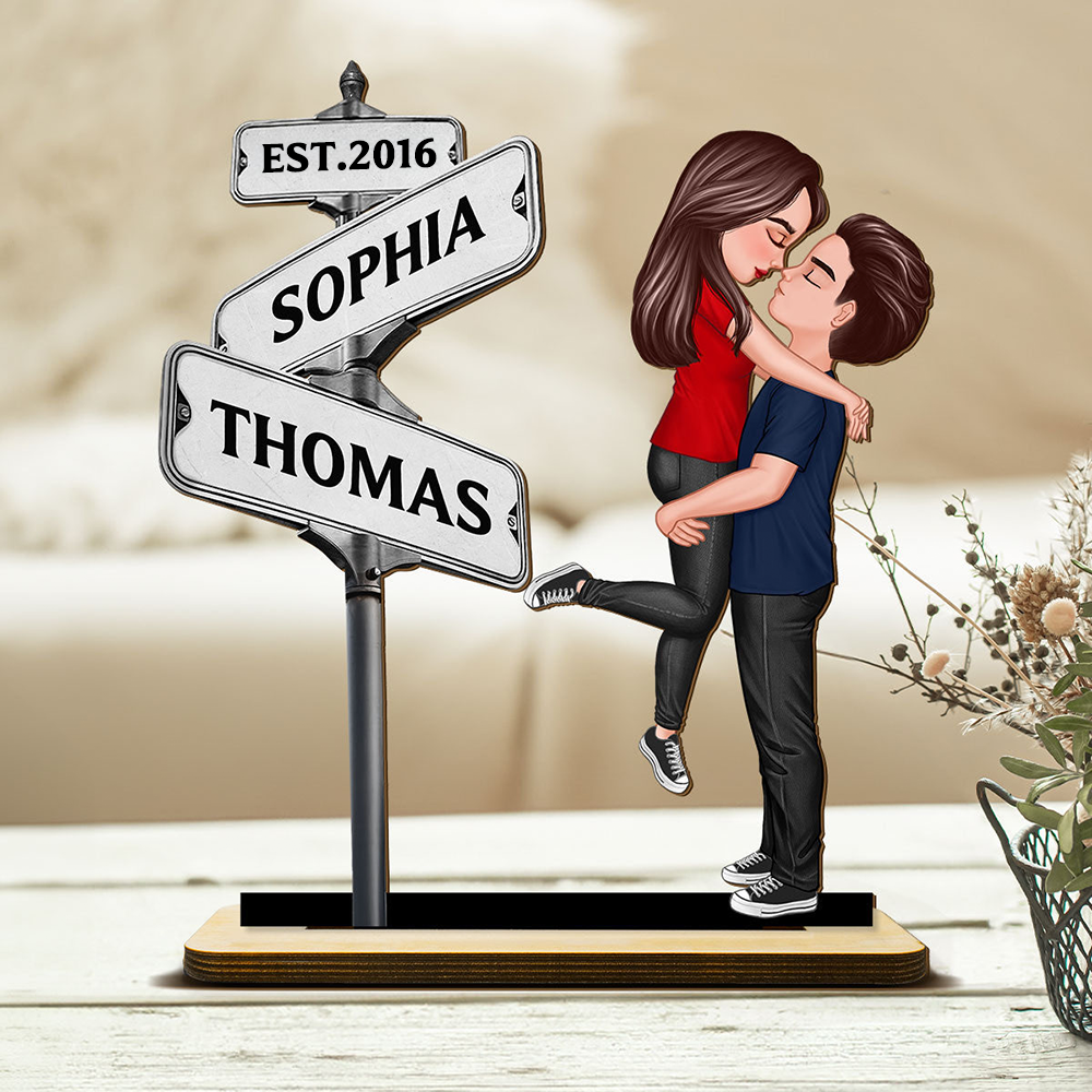 Personalised Anniversary Wooden Plaque - Street Sign Couple Design