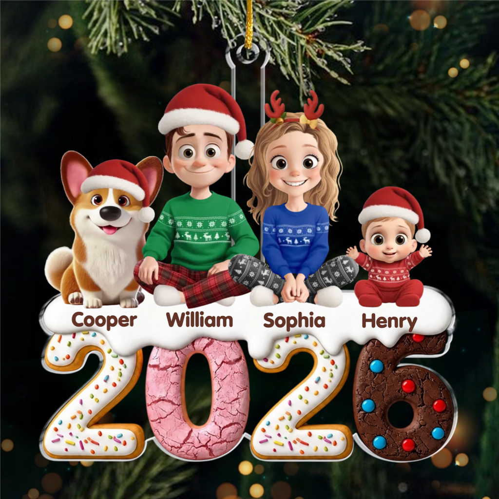 Personalised Family Acrylic Christmas Ornament - 2026 Design