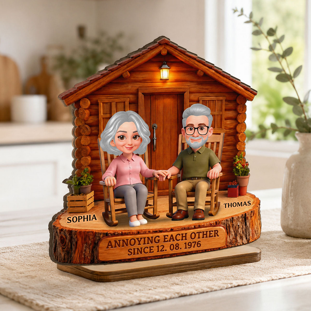 Personalised Anniversary Wooden Plaque - Couple with House Design