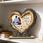 Personalised Couple Layered Wooden Plaque - Heart and Hugging Couple Design