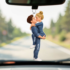 Personalised Couple Acrylic Car Ornament - Hugging Couple Design
