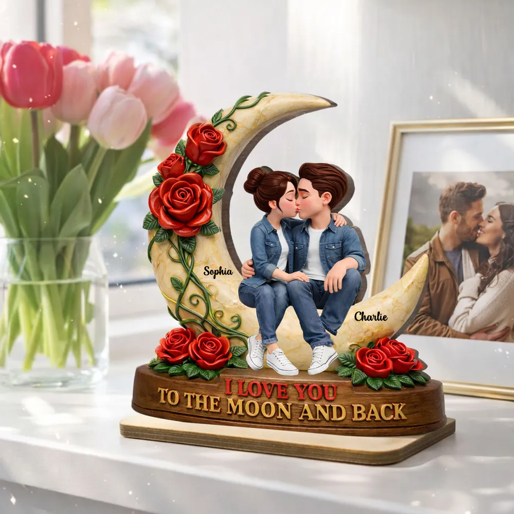 Personalised Couple Wooden Plaque - Love You to the Moon and Back