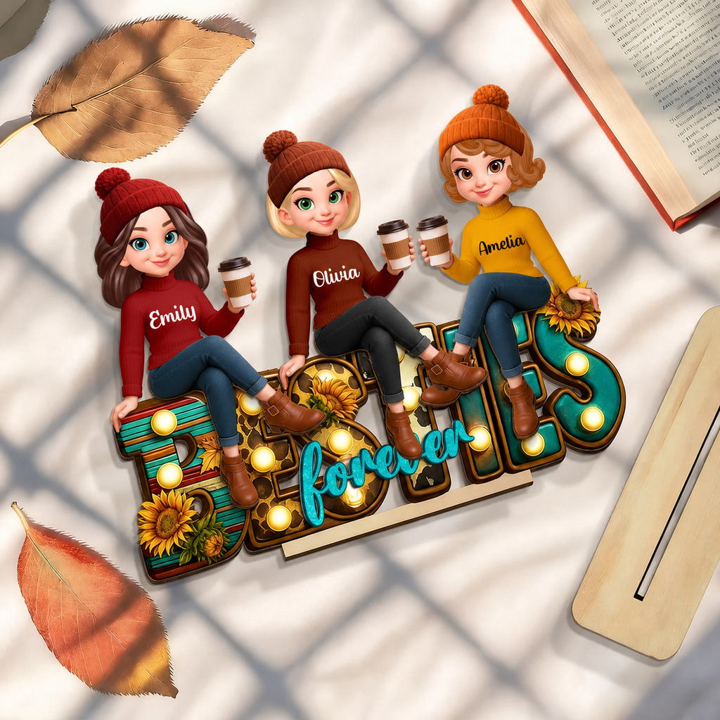 Personalised Besties Layered Wooden Plaque