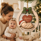 Personalised Baby Wooden Christmas Ornament with Name - Baby's First Christmas