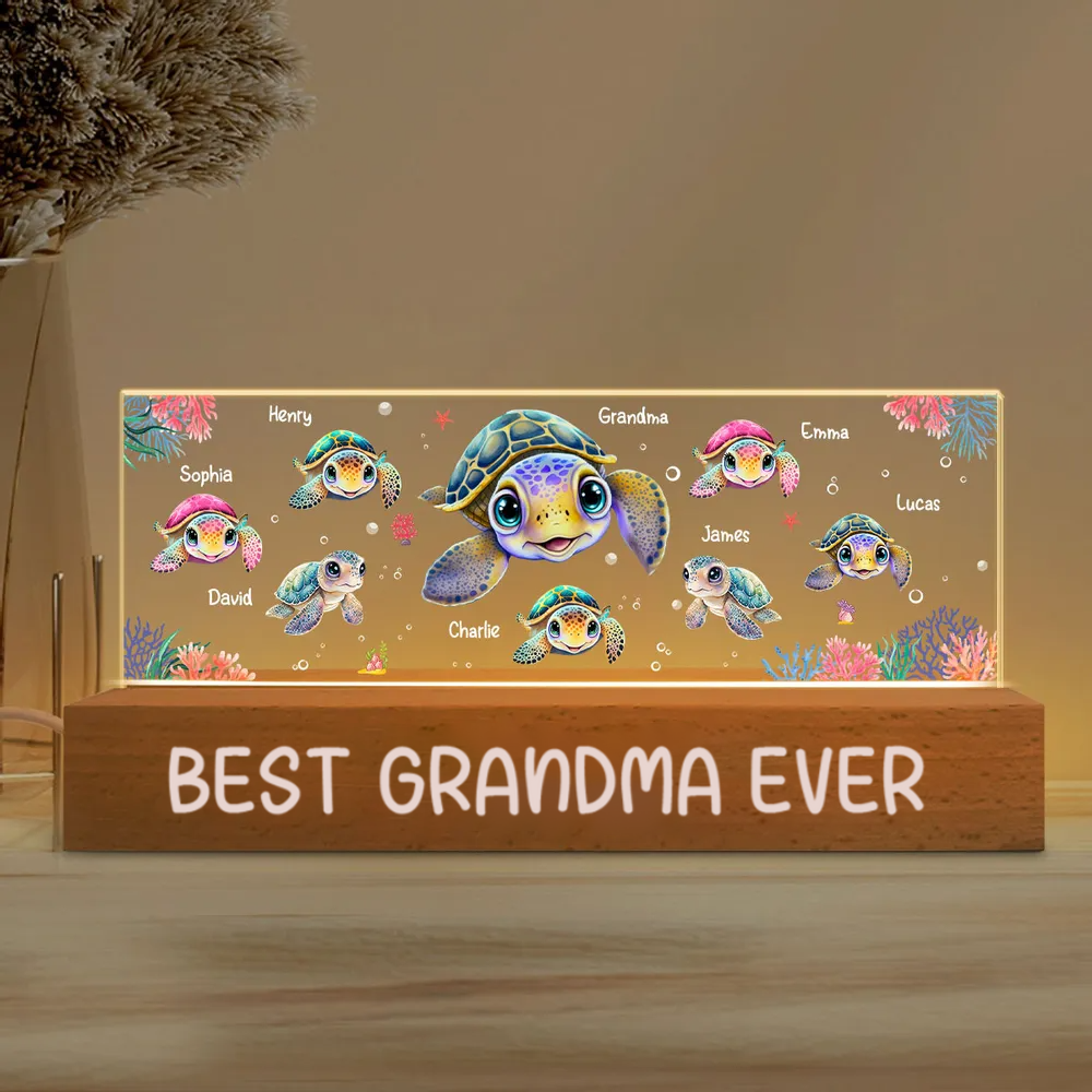 Personalised LED Nicht Light for Grandma - Turtle Design