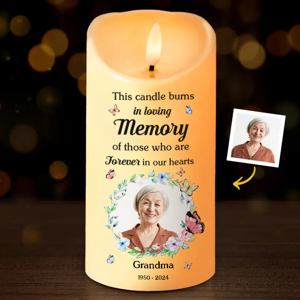 Personalised Memorial LED Candle with Photo & Sentiment
