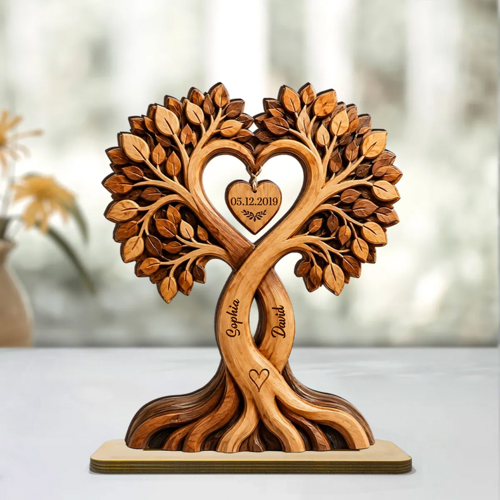 Personalised Anniversary Wooden Plaque for Couples - Tree Design