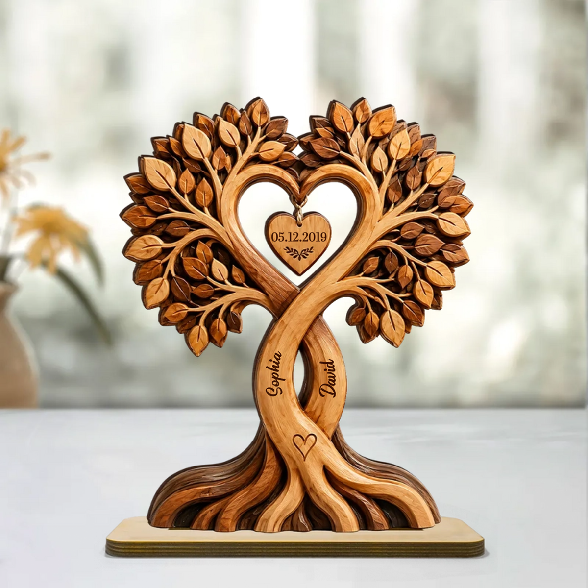 Personalised Anniversary Wooden Plaque for Couples - Tree Design