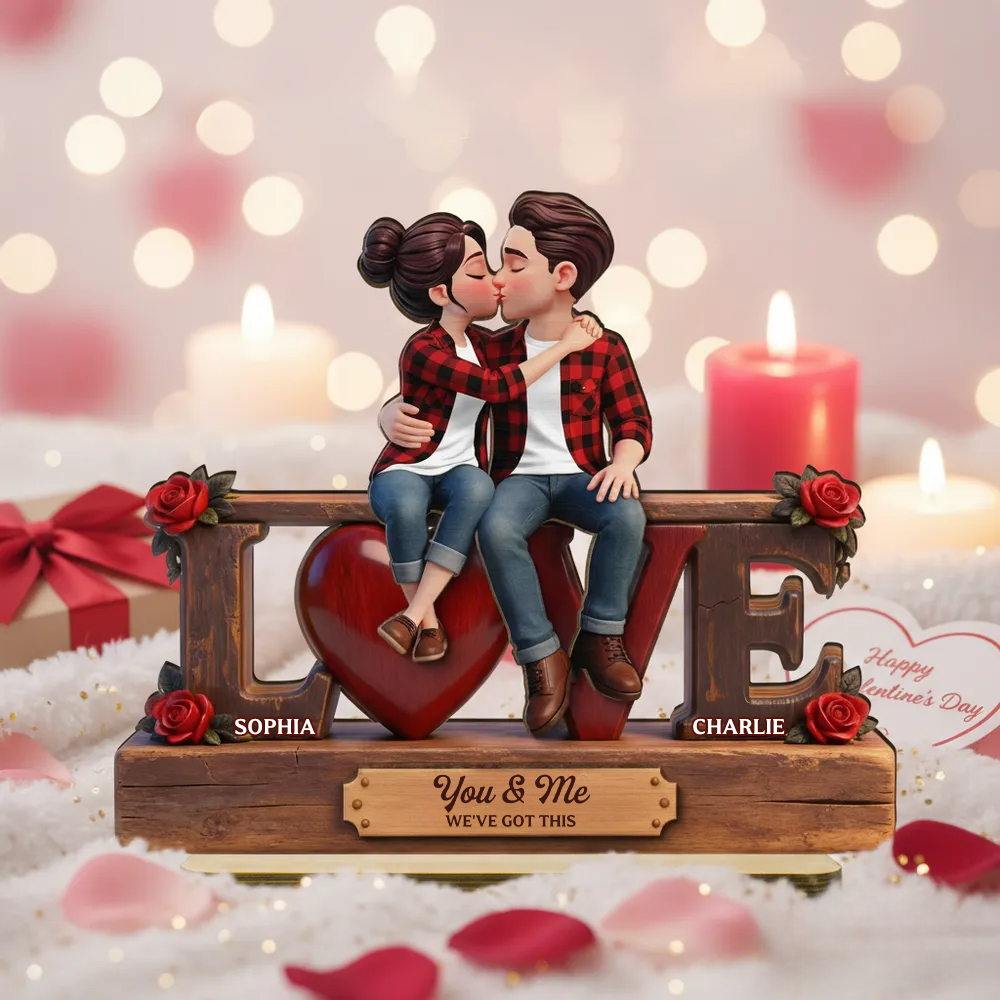 Personalised Anniversary Layered Wooden Plaque for Couples -Love Design