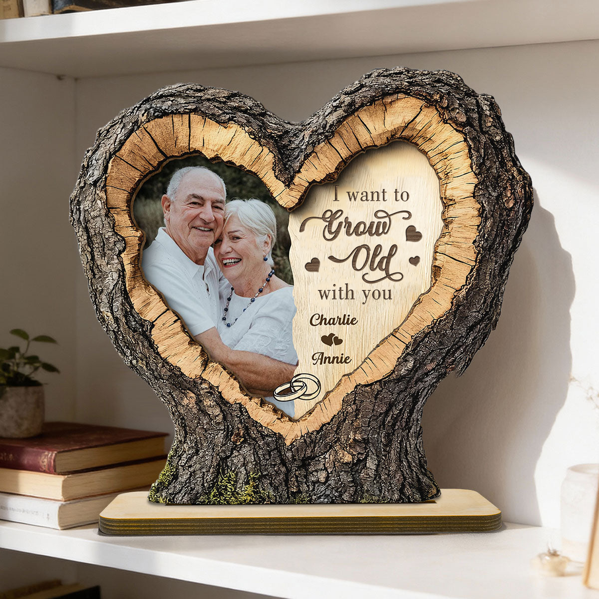Personalised Couple Layered Wooden Plaque - Heart Design