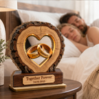Personalised Anniversary Wooden Plaque for Couples - Ring Design