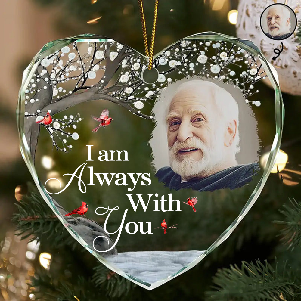 Personalised Memorial Glass Christmas Ornament with Photo & Sentiment