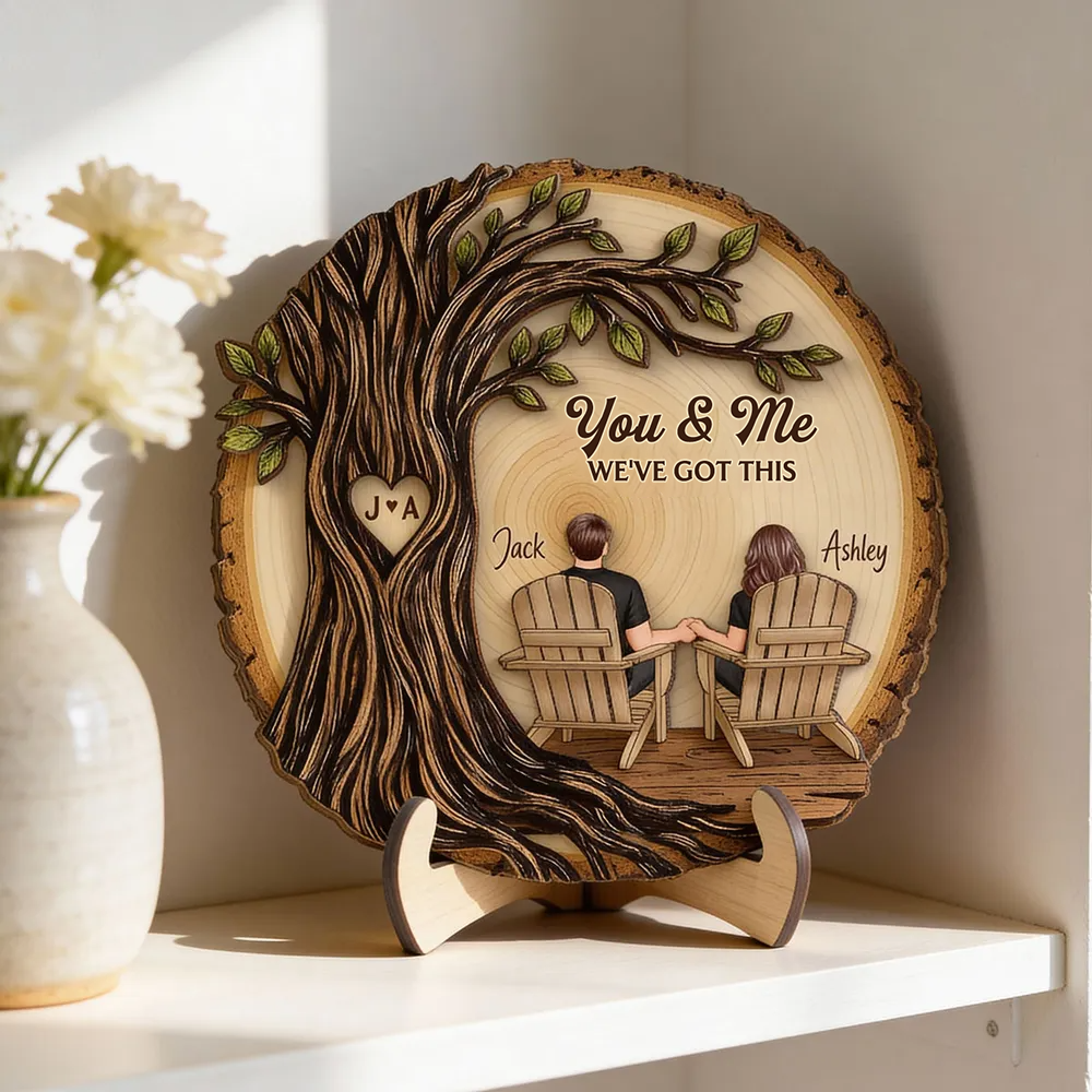 Personalised Couple Layered Wooden Plaque - Tree Design