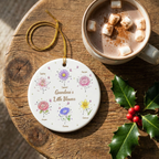 Personalised Ceramic Ornament for Grandma - Birth Flowers Design