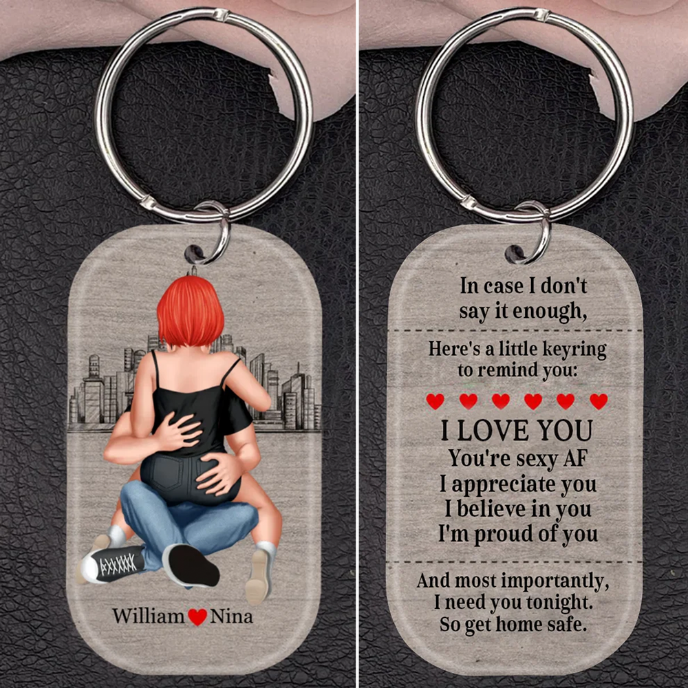 Personalised Couple Arylic Keyring - Couple Hugging Design