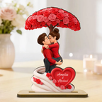 Personalised Couple Wooden Plaque - Couple under Rose-patterned Tree