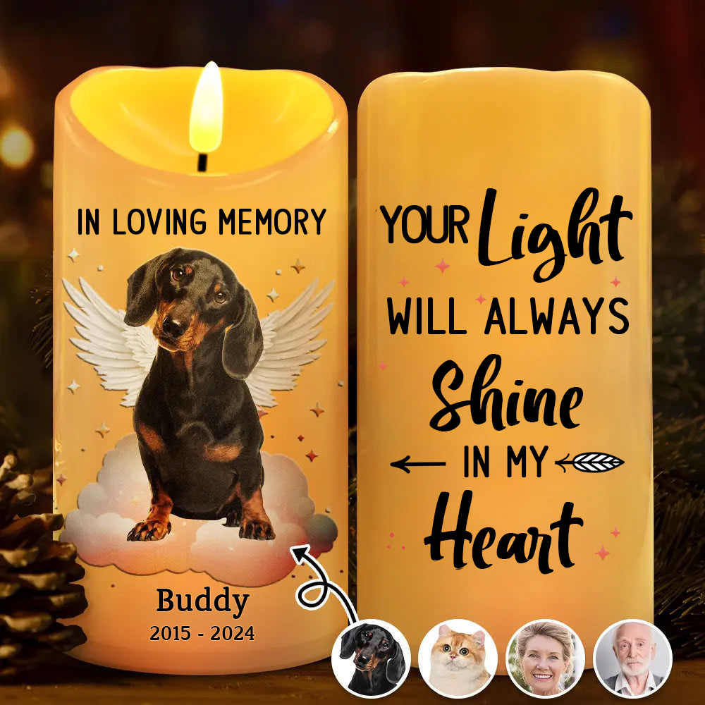 Personalised Memorial LED Candle with Photo - In Loving Memory