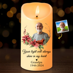 Personalised Memorial LED Candle with Photo