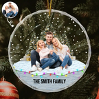 Personalised Family Glass Christmas Ornament with Photo & Text