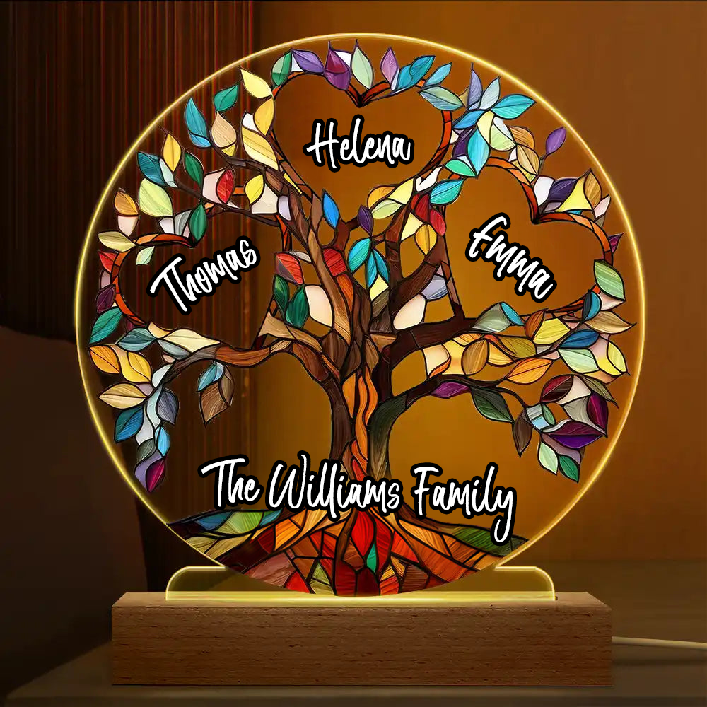 Personalised LED Night Light with Names - Family Tree Design