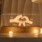 Personalised Family LED Night Light with Names - Hand in Hand Design