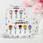 Personalised Floral Acrylic Plaque - First Mum, Now Grandma