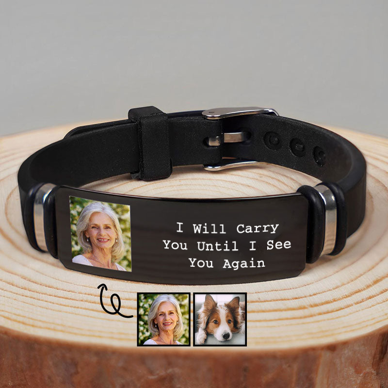 Personalised Memorial Silicone Bracelet with Photo & Quotes