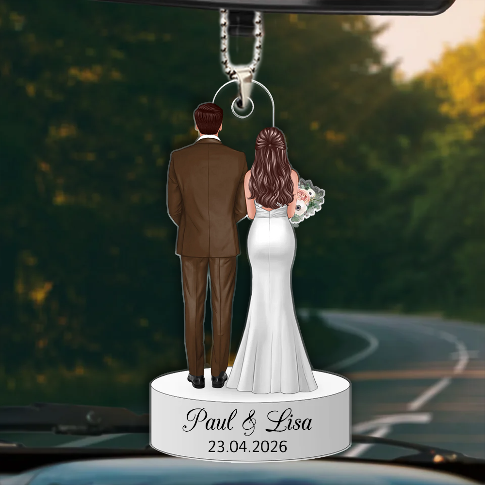 Personalised Wedding Acrylic Hanging Ornament for Couples