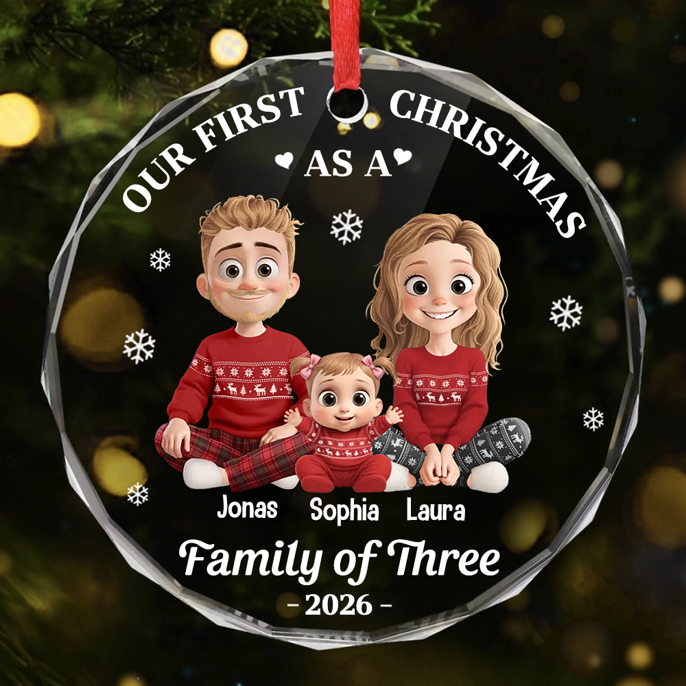 Personalised Glass Christmas Ornament - Our First Christmas as a Family of ...