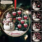 Personalised Acrylic Christmas Ornament for Grandma- Snowman Design