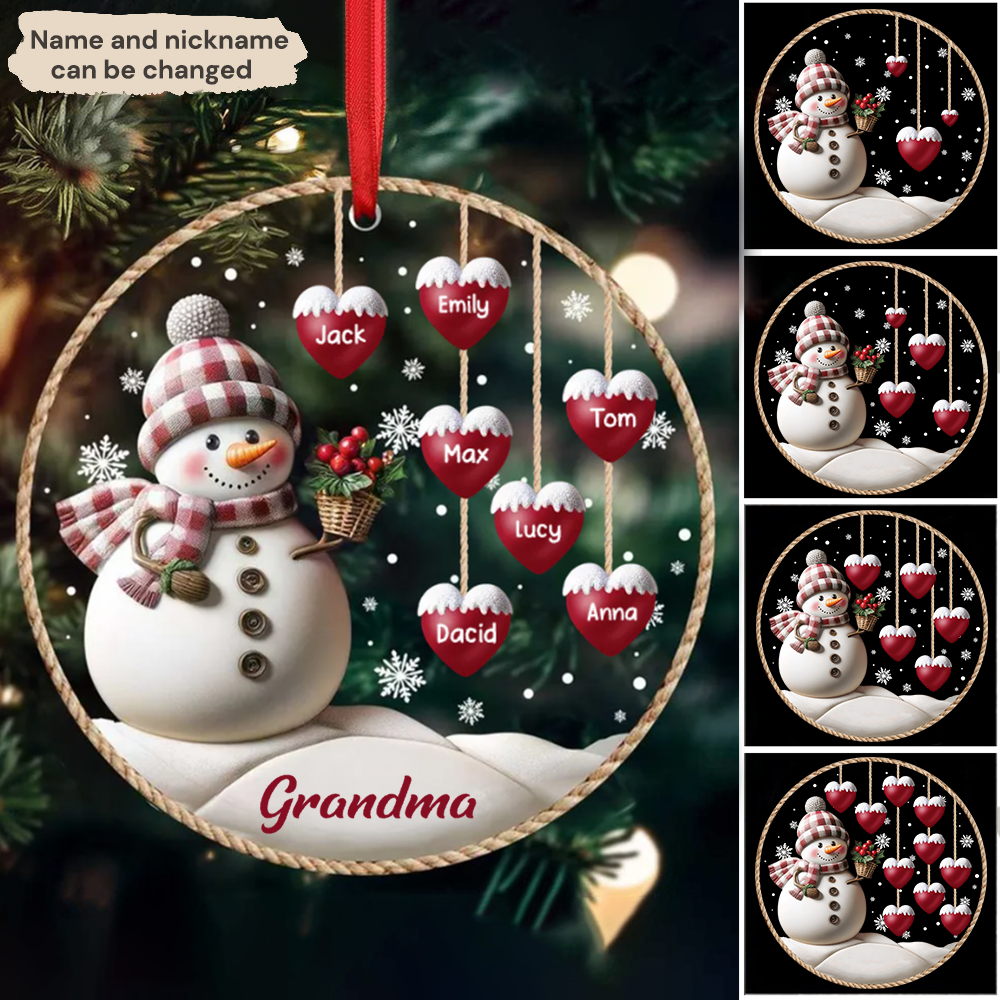 Personalised Acrylic Christmas Ornament for Grandma- Snowman Design