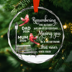 Personalised Memorial Glass Christmas Ornament with Names - Cardinal Design