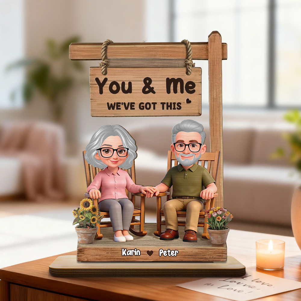 Personalised Couple Layered Wooden Plaque - Couple Sitting On Rocking Chair