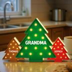 Personalised Grandma LED Light Box with Names - Christmas Tree Design